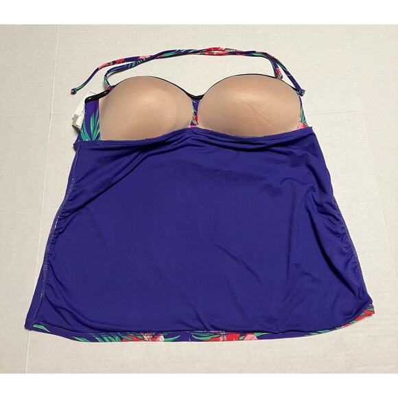 Womens Old Navy Swim Top Tropical Padded Tankini Halter Removable Straps XL NWT - Picture 5 of 11